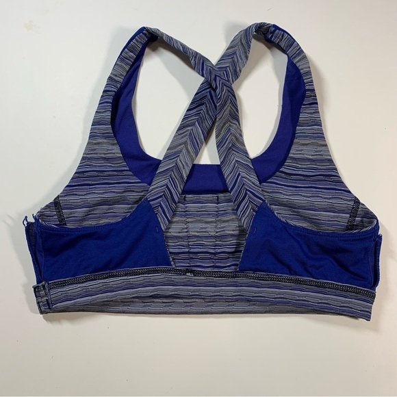 Size 8 Lululemon blue pattern thick straps X back all sport sports bra - Picture 15 of 15